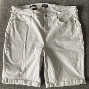 NYDJ White Denim Jean Shorts Plus Size 22W Briella Roll Cuffs Lift Tuck Tech